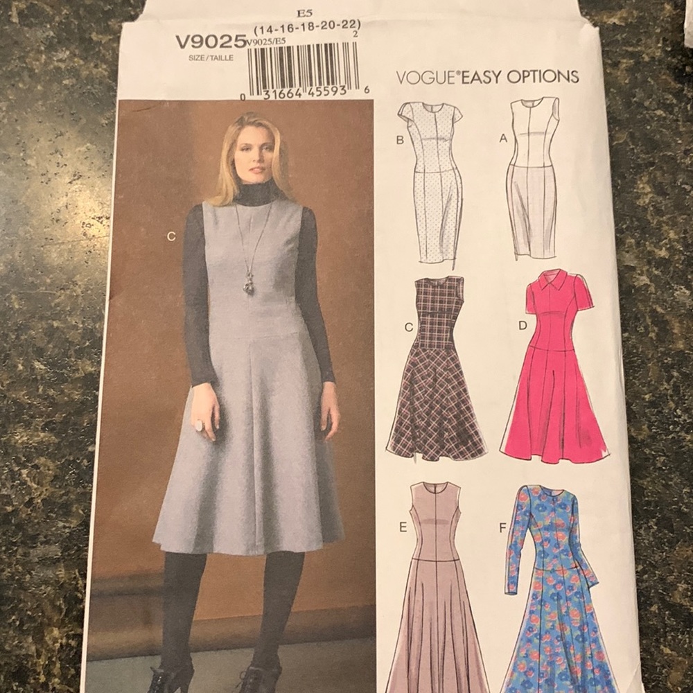 Vogue Pattern V9025  EASY Summer drop waist dress patterns.